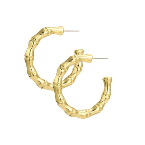 1 Paar Damen Creolen Charms Ohrringe Acryl Retro Design für Hochzeit Abschlussball Party Geschenk- Bambus-c-kreis4x4cm von Jojomis