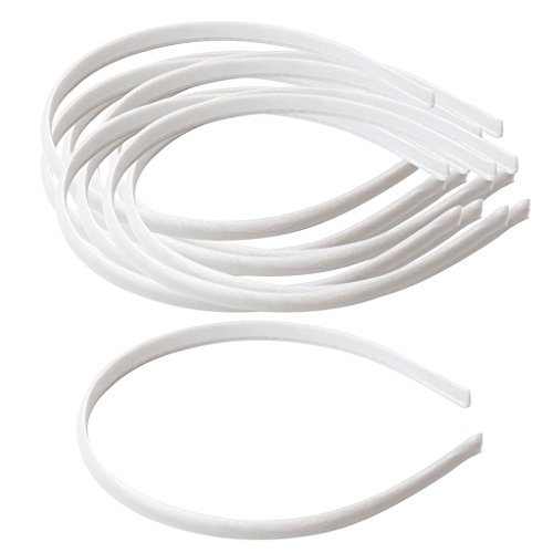 10er Set Satin Haarreife Haarbänder Satinbedeckt Kopfschmuck Seidenband Haarschmuck DIY Basteln, Weiß- Weiß von Jojomis