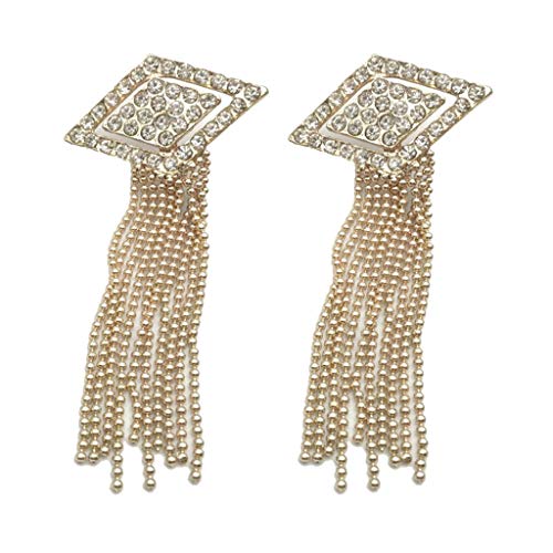 2X Rhombus Strass Clips Diamante Schnallen für Hochzeitsschuhe, Goldene Schuhverzierung mit Kristallen und Perlenquasten, 1.4 x 2.8 Zoll von Jojomis