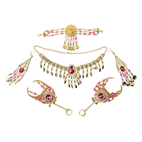 Bauchtanz-Kostüm-Schmuck-Set mit Halskette, Ohrringen, Kopfschmuck, Palmen-Armbänder, Acryl-Quaste, Zubehör für Damen, Small, Acryl, Achat von Jojomis