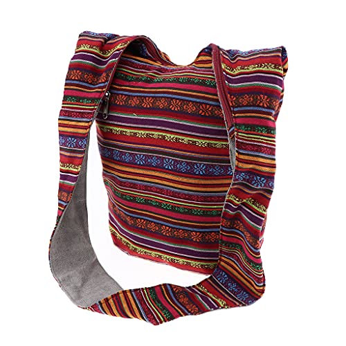 Bohemian Handtasche Schultertasche Crossbody Tasche Schulterbeutel mit Reißverschluss - Rot von Jojomis