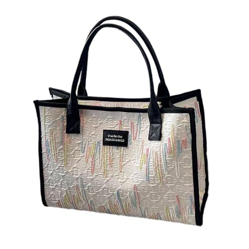Damen-Schultertasche aus Segeltuch und Baumwoll-Leinen, Tragetasche für Pendler, Business, Freizeit, 40 x 30 x 12 cm, Beige, one-size Damen-Schultertasche aus Segeltuch und Baumwoll-Leinen, Tragetasche für Pendler, Business, Freizeit, 40 x 30 x 12 cm, Beige, one-size von Jojomis