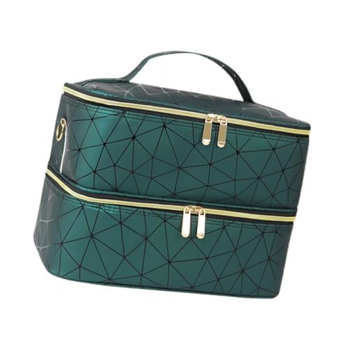 Doppellagige Nagellack-Organizer-Tasche mit Griff, Nagelkunst-Werkzeug-Tragetasche für Reisen, Kosmetik-Aufbewahrungstasche für Damen, Grün von Jojomis