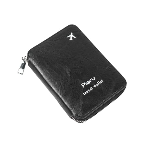 Elegante RFID-blockierende Damengeldbörse für Sicherheit, Schwarz – Schlankes Reisekartenetui mit Reißverschluss, kompakter Reisepass-Organizer von Jojomis