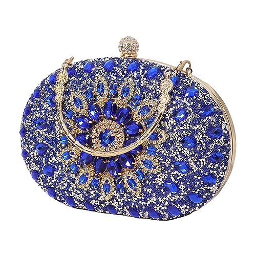 Jojomis Damen Abendtasche Kleine Tragetasche mit Strass Perlen Modische Geldbörse für Hochzeit Club Bankett Cocktailpartys 7.87x6.10x1.97 inch- Blau von Jojomis