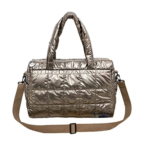 Jojomis Mode Frauen Umhängetasche Handtasche Winter Gesteppte Wasserdichte Brieftasche Breiter Rahmen Öffnung Große Kapazität Schultertasche Champagner von Jojomis