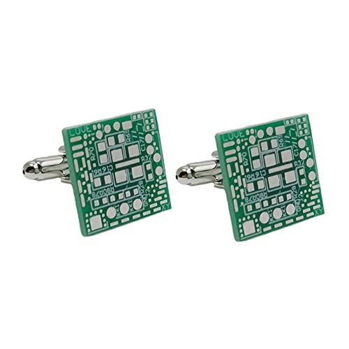 Manschettenknöpfe aus Kupfer für Herren – 17 mm, technisch inspiriert, formelle Kleidung, Accessoires, Grün von Jojomis