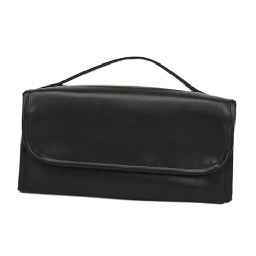 Reise-Make-up-Tasche, Kosmetiktasche für Damen, Kulturbeutel, Aufbewahrungstasche mit Trennwand und Griff, offen, flach, Make-up-Organizer, 25 x 12 x 12 cm, Schwarz, 1 Stück von Jojomis