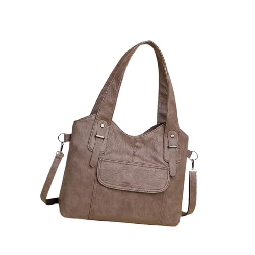 Umhängetasche aus PU-Leder für Damen, stilvolle Hobo-Tragetasche mit verstellbarem Riemen für Reisen und Arbeit, 36 x 17 x 27 cm, Khaki, 1 von Jojomis
