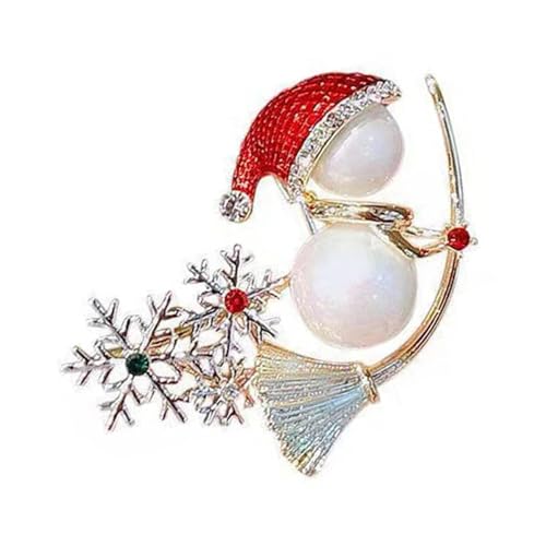 Weihnachts-Brosche für Frauen, Weihnachts-Brosche aus Legierung, Strass, Festival, Schneemann, Brosche für Schal, Pullover, Zubehör, Hüte von Jojomis