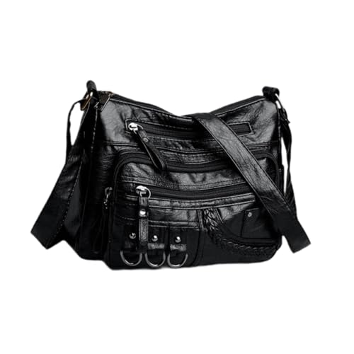 jojomis Damen-Umhängetasche, PU-Leder, Umhängetasche, Tragetasche für Arbeit, Party, Geschenke, Frühling, Schwarz von Jojomis