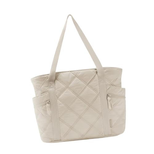 jojomis Damentasche mit Seitenfach für tägliche Aktivitäten und Geschenke, Design Nylon Handtasche 39.0x15.0x31.0 cm, Beige, one-size von Jojomis