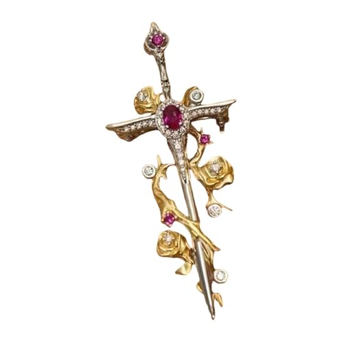 jojomis Dornen-Rosen-Brosche – eleganter Kupferschmuck für Valentinstag, Bankett, Kleidung und Mode-Accessoires, Kupfer jojomis Dornen-Rosen-Brosche – eleganter Kupferschmuck für Valentinstag, Bankett, Kleidung und Mode-Accessoires, Kupfer von Jojomis