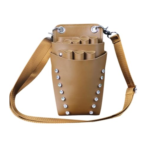 jojomis Friseurscheren-Etui mit Gürtel, PU-Leder, Gürteltasche, Organizer für Friseure, Friseure, 11,9 x 9,1 x 21,6 cm, Braun, 1 Stück von Jojomis