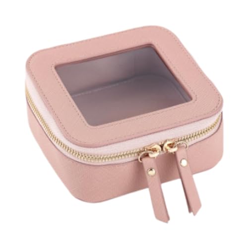 jojomis Kleine Make-up-Tasche, Reisetasche, transparent, niedlich, mit goldfarbenem Reißverschluss, wasserdicht, Mehrzweck-Mini-Kosmetiktasche, Kosmetik-Organizer, 14 x 13,5 x 5,5 cm, Grau/Pink, 1 von Jojomis