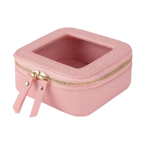 jojomis Kleine Make-up-Tasche, Reisetasche, transparent, niedlich, mit goldfarbenem Reißverschluss, wasserdicht, Mehrzweck-Mini-Kosmetiktasche, Kosmetik-Organizer, 14 x 13,5 x 5,5 cm, Pink, 1 Stück von Jojomis