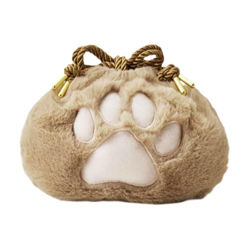 jojomis Kompakte Make-up-Aufbewahrungstasche, Organizer, Katzenpfoten-Design, Plüsch-Kosmetiktasche, 18 x 24 cm, für Reisegeschenke, Braun, 1 Stück von Jojomis
