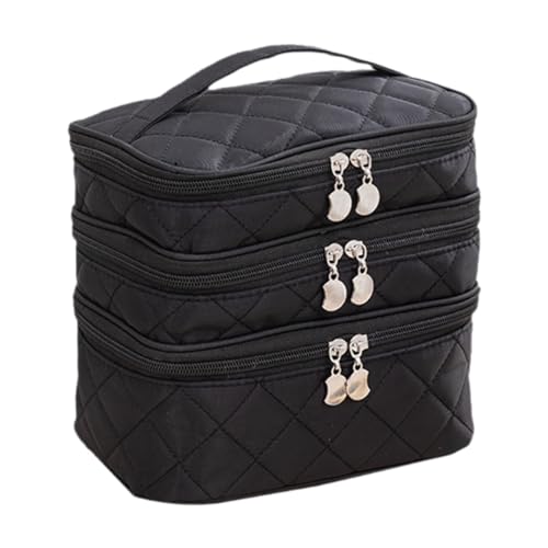 jojomis Kosmetik-Aufbewahrungstasche für Damen, 3 Etagen, wasserdicht, für Badezimmer, Kosmetik, Organizer, Reise-Make-up-Organizer, Tasche für Toilettenartikel, 21 x 13 x 18 cm, Schwarzer jojomis Kosmetik-Aufbewahrungstasche für Damen, 3 Etagen, wasserdicht, für Badezimmer, Kosmetik, Organizer, Reise-Make-up-Organizer, Tasche für Toilettenartikel, 21 x 13 x 18 cm, Schwarzer von Jojomis