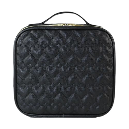 jojomis Kosmetiktasche mit Griff, Make-up-Tasche, Organizer, tragbar, Reise-Kulturbeutel für Lidschattenpinsel, 26 x 10 x 23 cm, Schwarz, 1 Stück von Jojomis
