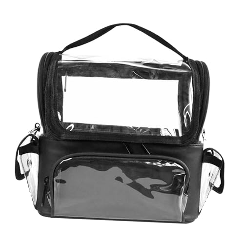 jojomis Make-up-Pinsel-Tasche, großes Fassungsvermögen, wasserdicht, mit verstellbarer Trennwand, tragbar, transparent, Reise-Make-up-Organizer, Tasche mit Griff, 24 x 14 x 24 cm, Schwarz, 1 Stück von Jojomis