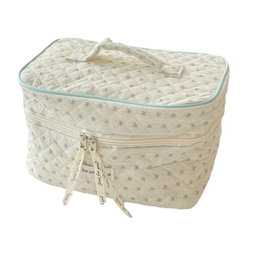 jojomis Make-up-Tasche, Reise-Kosmetik-Organizer, großes Fassungsvermögen, tragbarer Kulturbeutel mit Griff, 25 x 15 x 17 cm, Beige, 1 Stück von Jojomis