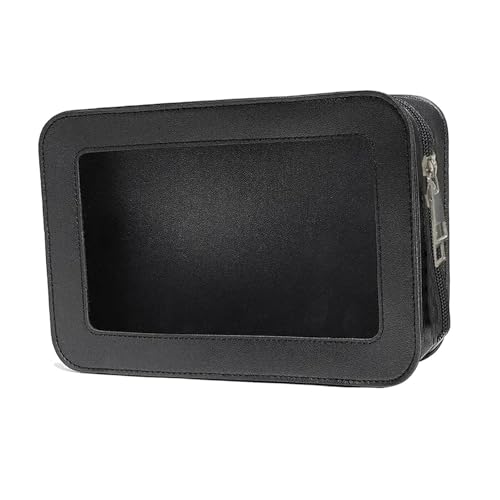 jojomis Make-up-Tasche für Damen, transparentes Fenster, Mehrzweck-Aufbewahrungstasche, Reise-Kulturbeutel für Zuhause, 23 x 7 x 15,5 cm, PVC-Kosmetik-Organizer, Schwarz, 1 Stück von Jojomis
