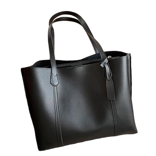 jojomis Modische Damen-Einkaufstasche aus PU-Leder, große Kapazität, Schultertasche, Handtasche, 35 x 12 x 26 cm, Schwarz jojomis Modische Damen-Einkaufstasche aus PU-Leder, große Kapazität, Schultertasche, Handtasche, 35 x 12 x 26 cm, Schwarz von Jojomis