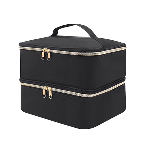 jojomis Nagellack-Aufbewahrungstaschen-Halter für 30 Flaschen, wasserdicht, Nageltrockner-Etui, mehrere Taschen, Organizer für Haushalt, Parfüm, Kosmetik, Werkzeug, Schwarz von Jojomis