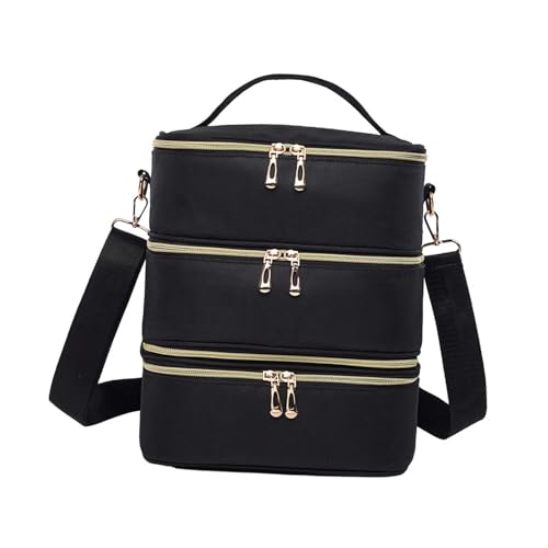 jojomis Nagellack-Tragetasche, Organizer, 3-lagig, mit Griff, großes Fassungsvermögen, Kosmetiktasche für Maniküre-Sets, Zubehör, 24 x 20 x 30 cm, Keine Textur, 1 Stück von Jojomis