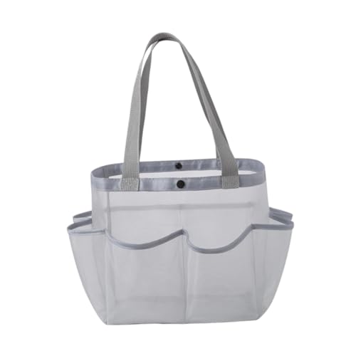 jojomis Netz-Duschtasche, Kulturbeutel mit mehreren Taschen, Organizer, stabile Strandtasche für Fitnessstudio, Strand, Reisen, Uni, 21,3 x 14,7 x 23,5 cm, Grau, 1 Stück von Jojomis