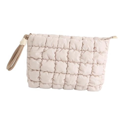 jojomis Reise-Make-up-Aufbewahrungstasche, gesteppt, Kulturbeutel für Foundation, Augenbrauen, Bleistift, Kosmetik-Organizer, 27 x 4 x 18 cm, Khaki, 1 Stück von Jojomis