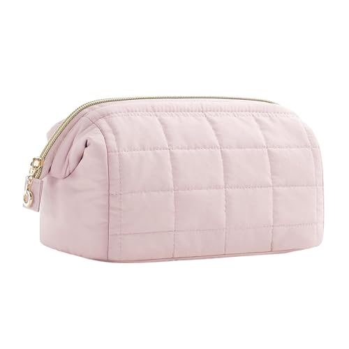 jojomis Tragbare Kosmetiktasche, Make-up-Tasche, großes Fassungsvermögen, Kulturbeutel, wasserdicht, Baumwolltuch, Reise-Organizer, 23 x 11 x 15 cm, Pink, 1 Stück von Jojomis
