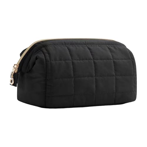 jojomis Tragbare Kosmetiktasche, Make-up-Tasche, großes Fassungsvermögen, Kulturbeutel, wasserdicht, Baumwolltuch, Reise-Organizer, 23 x 11 x 15 cm, Schwarz, 1 Stück von Jojomis