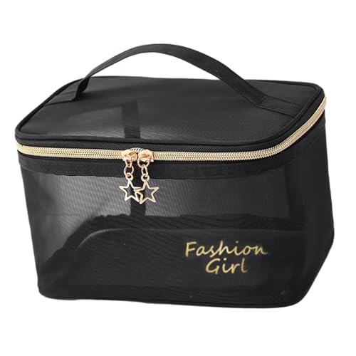 jojomis Tragbarer Make-up-Organizer, doppellagig, Kulturbeutel mit Griff, Nylon-Netz, Reise-Kosmetiktasche, 21 x 13 x 15 cm, Einlagig, 1 Stück von Jojomis