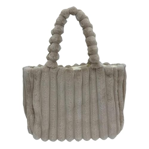 jojomis Winter-Handtasche für Damen, Plüsch-Tragetasche für Arbeit, Alltag, Straße, Dating, Reisen, 30 x 24 x 15 cm, Khaki von Jojomis