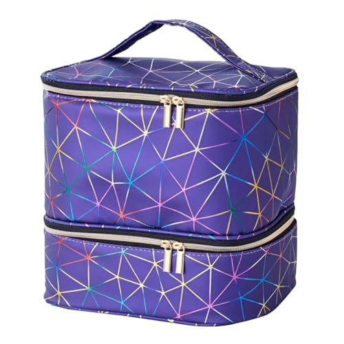 jojomis Zweilagige Aufbewahrungsbox für Nagellack und Make-up-Zubehör, 26 x 20 x 22 cm, tragbarer Organizer mit Griff, Tiefes Blau, 1 Stück von Jojomis