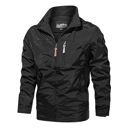 2024 Herren Leichte Softshell Jacke - Herren Outdoor Hooded Jacket Sommerjacke Herren mit Kapuze Biker Motorradjacke Langärmlige Jacket Warmer Mantel Tracktop Jacke Herren Trainingsjacke von JokeLomple