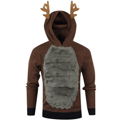 2024 Weihnachtspullover Herren - Hoodie Lustiger Bequemes Rundhals Ugly Christmas Sweater Unisex Weihnachtspulli Christmas Jumper Sweats Basic Rundhals Sweater Fashion Hoodie/Sweatshirts von JokeLomple