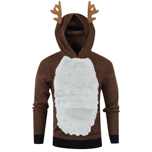 2024 Weihnachtspullover Herren - Hoodie Lustiger Bequemes Rundhals Ugly Christmas Sweater Unisex Weihnachtspulli Christmas Jumper Sweats Basic Rundhals Sweater Fashion Hoodie/Sweatshirts von JokeLomple