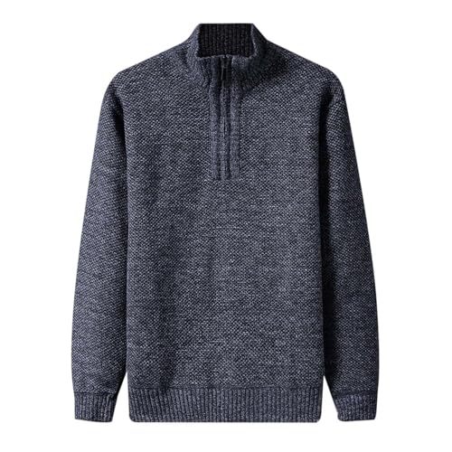 Basic Männer Pullover - Half Zip Pullover Herren Ohne Kapuze Langarm Winterpullover Lange Ärmel Herren Knit Roll Neck Strickpullover Rollkragen Freizeit Oversize Winter Sport Arbeitspullover von JokeLomple