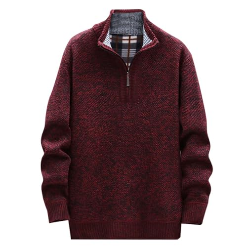 Basic Männer Pullover - Half Zip Pullover Herren Ohne Kapuze Langarm Winterpullover Lange Ärmel Herren Knit Roll Neck Strickpullover Rollkragen Freizeit Oversize Winter Sport Arbeitspullover von JokeLomple