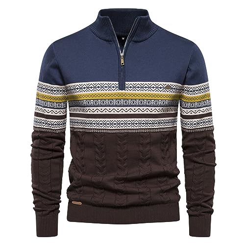 Basic Männer Pullover - Herren Pullover Casual Top Oversize Cartoon Pulli Schlichtes Feinstrick Pullover Saum und Bündchen Einfarbig Oversize Winter Sport Arbeitspullover von JokeLomple