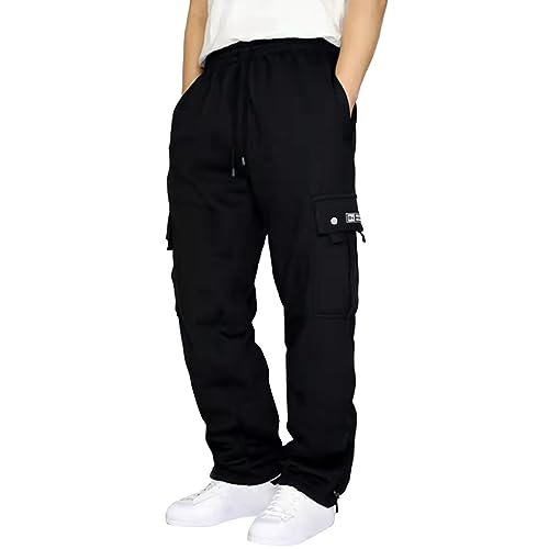 Breite Jogginghose Herren - Sweat Off Jogger Trainingshose Loose Fit Freizeithose Arbeitshose mit Taschen Stretch Elastischer Taille Jogging Hose Breite Schlupfhose Winter Sweathose Freizeithose von JokeLomple