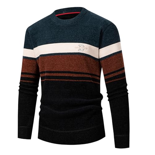 Business Pullover Herren - Männer für Solid Arbeitspullover Langarm Winterpullover Rundhalsausschnitt Saum und Bündchen Einfarbig Oversize Winter Sport Arbeitspullover von JokeLomple