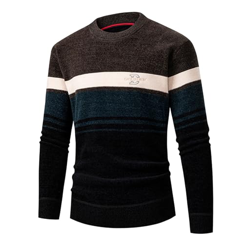 Business Pullover Herren - Männer für Solid Arbeitspullover Langarm Winterpullover Rundhalsausschnitt Saum und Bündchen Einfarbig Oversize Winter Sport Arbeitspullover von JokeLomple