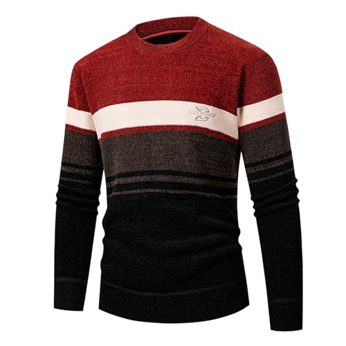 Business Pullover Herren - Männer für Solid Arbeitspullover Langarm Winterpullover Rundhalsausschnitt Saum und Bündchen Einfarbig Oversize Winter Sport Arbeitspullover von JokeLomple