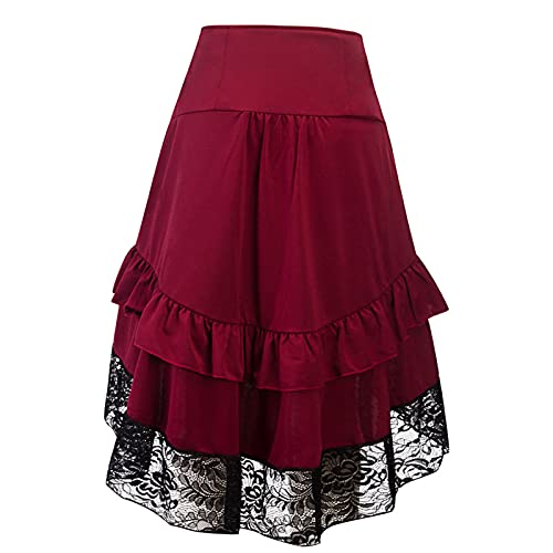 Drawstring Spitze Patchwork Party Frauenkleid Rock-Rock-Stil Bunte Mini Röcke Mini Falten Damen von JokeLomple