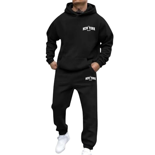 Freizeitanzug für Herren - Bequemer Tracksuit für Sport Hoodie Und Baggy Baumwolle Jogginghose Tracksuit 2 Piece Home Office & Fußball Klassischer Sport-Anzug Herren Trainingsanzug und Jogginganzug von JokeLomple