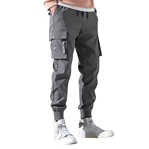 Herren Baggy Hose - Solid Schlupfhose Herren mit Seitentaschen Freizeithose Baumwolle Baggy Chino Hosen Sommer Trainingshose Y2k Trainingshose Leichte Sommerhose mit Kordelzug von JokeLomple