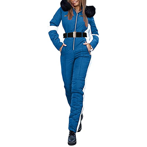 JokeLomple Damen Jumpsuit Skianzug - Skioverall Schneeanzug Wasserdicht Snowboardjacke mit Kapuze Warme Winter Skianzug Große Größe Skijacke Skifahren SäTze Skisuit Outdoor Winddichte Jumpsuit von JokeLomple